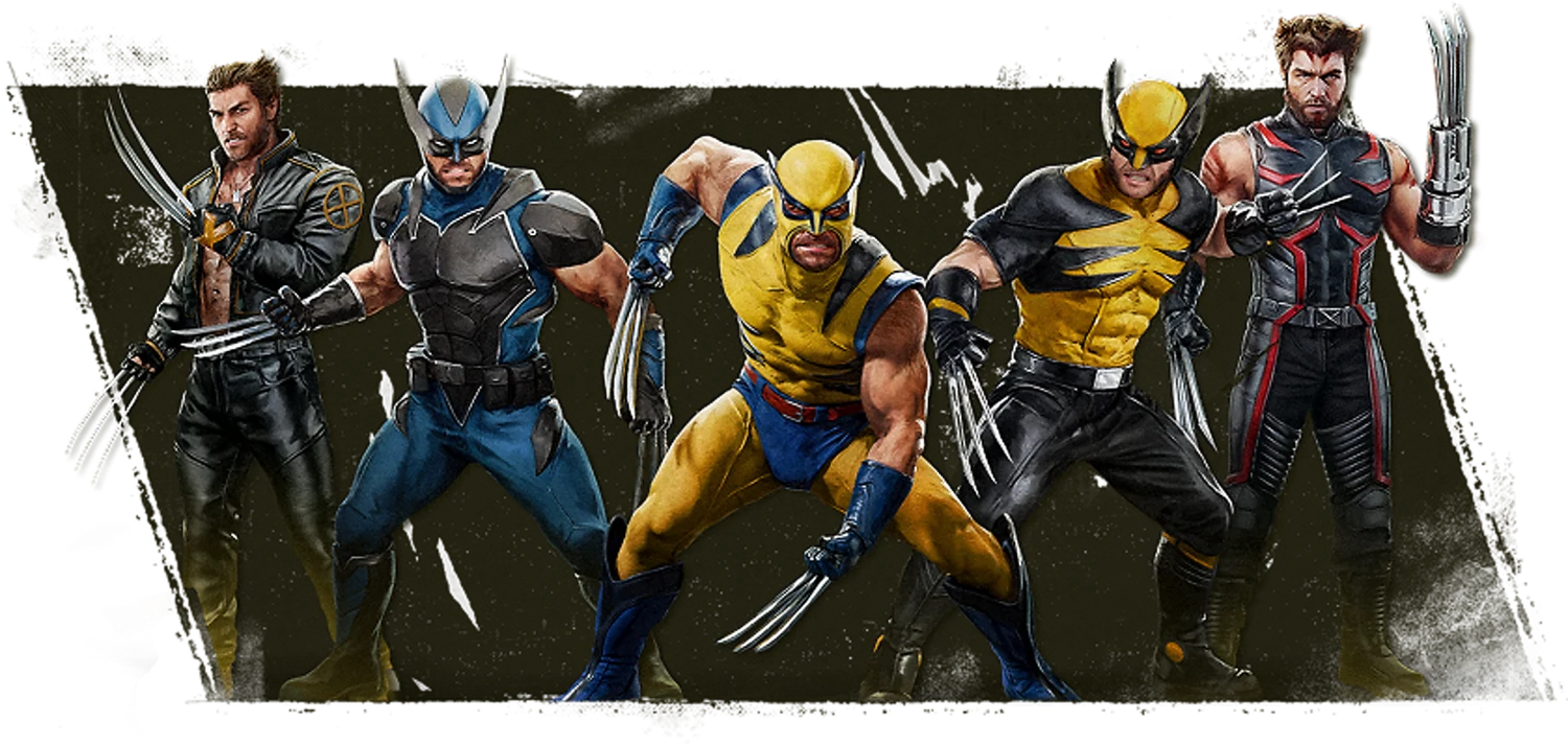 The five Digital Deluxe suits: five eras of Wolverine, claws drawn
